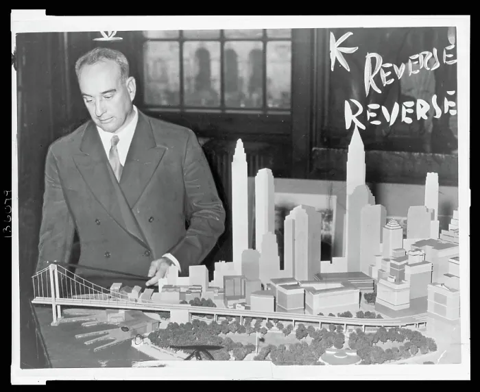 Framed Print : CITIZEN JANE: BATTLE FOR THE CITY, Robert Moses, with a model of the Battery Bridge (1939), 2016. ph: C.M. Steiglitz. Sundance Selects / courtesy Everett Collection