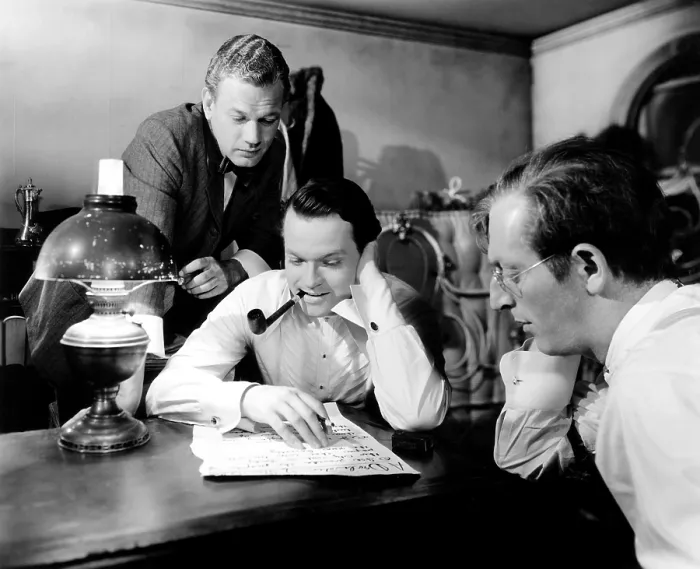 Framed Print : CITIZEN KANE, from left, Joseph Cotten, Orson Welles, Everett Sloane, 1941