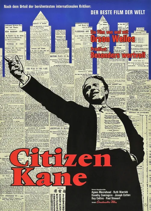 Framed Print : CITIZEN KANE, Orson Welles on 1950s German poster art, 1941 Framed Print : CITIZEN KANE, Orson Welles on 1950s German poster art, 1941