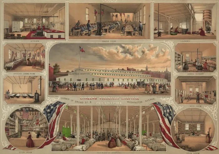 Framed Print : The Citizens Volunteer Hospital of Philadelphia was staffed with women working in many aspects of the hospital's operation during the US Civil War (BSLOC_2019_2_51)