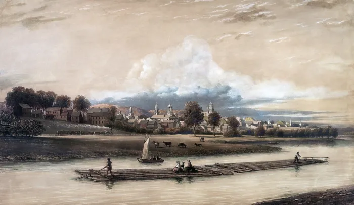 Framed Print : City of Concord, N.H hand-colored lithograph, ca. 1840s
