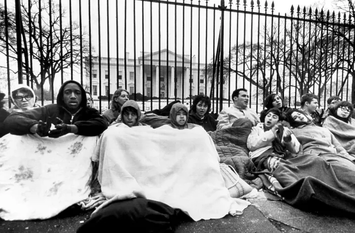 Framed Print : Civil rights demonstrators at an all-night vigil in front of the White House. They want President Johnson to provide federal protection for black people in Alabama, 1965