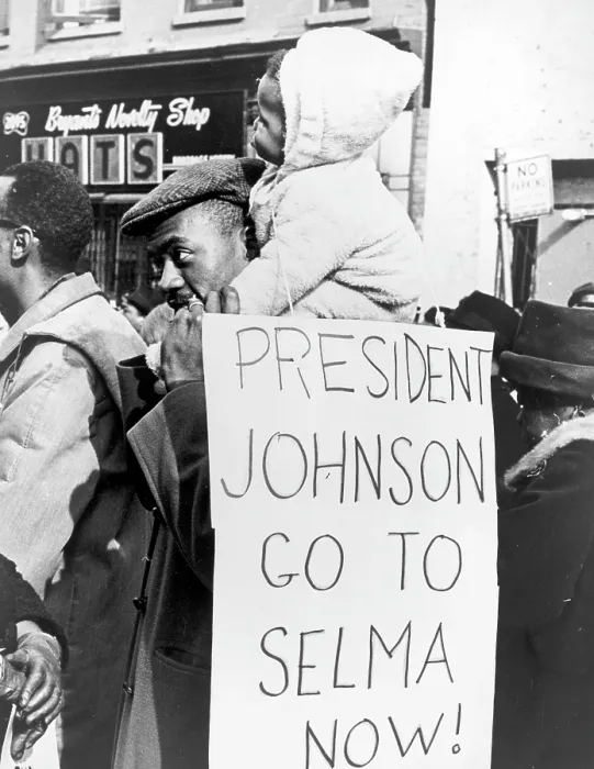 Framed Print : Civil Rights, 'President Johnson go to Selma now!'