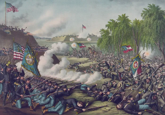 Framed Print : US Civil War, 2nd Battle of Corinth, Mississippi, Oct. 3-4, 1862. Union and Confederate soldiers combat, is joined by artillery batteries in the distance Framed Print : US Civil War, 2nd Battle of Corinth, Mississippi, Oct. 3-4, 1862. Union and Confederate soldiers combat, is joined by artillery batteries in the distance