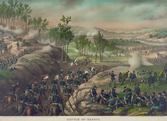 Framed Print : US Civil War. Atlanta Campaign, May 7- Sept. 2, 1864. Battle of Resaca, May 13-16, 1864, began as a Union attempt to cut the supply line of the Confederate Army led by Gen