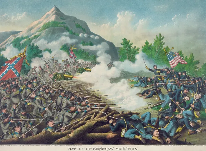 Framed Print : US Civil War. Atlanta Campaign, May 7- Sept. 2, 1864. Battle of Kennesaw Mountain, June 27, 1864, resulted in 3, 000 Union casualties to only 1, 000 for the Confederates Framed Print : US Civil War. Atlanta Campaign, May 7- Sept. 2, 1864. Battle of Kennesaw Mountain, June 27, 1864, resulted in 3, 000 Union casualties to only 1, 000 for the Confederates