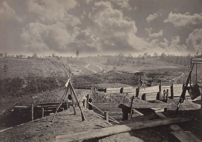 Framed Print : US Civil War. Atlanta Campaign, May 7- Sept. 2, 1864. Abandoned Confederate defenses near Atlanta after the city was captured by Union army