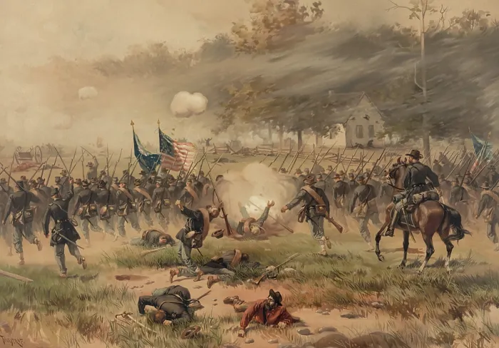 Framed Print : US Civil War. Battle of Antietam, also called Battle of Sharpsburg, Sept. 17, 1862. BATTLE OF ANTIETAM, by Thure de Thulstrup, c. 1885-87 Framed Print : US Civil War. Battle of Antietam, also called Battle of Sharpsburg, Sept. 17, 1862. BATTLE OF ANTIETAM, by Thure de Thulstrup, c. 1885-87