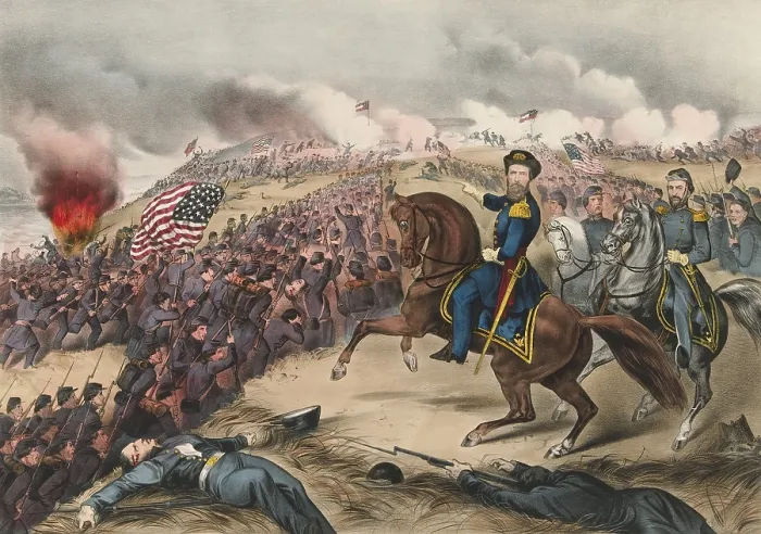 Framed Print : US Civil War, Battle of Fort Donelson, Tennessee, Feb. 14-16, 1862. A imaginative scene of Union troops Storming of Fort Donelson, Tenn. Feb Framed Print : US Civil War, Battle of Fort Donelson, Tennessee, Feb. 14-16, 1862. A imaginative scene of Union troops Storming of Fort Donelson, Tenn. Feb
