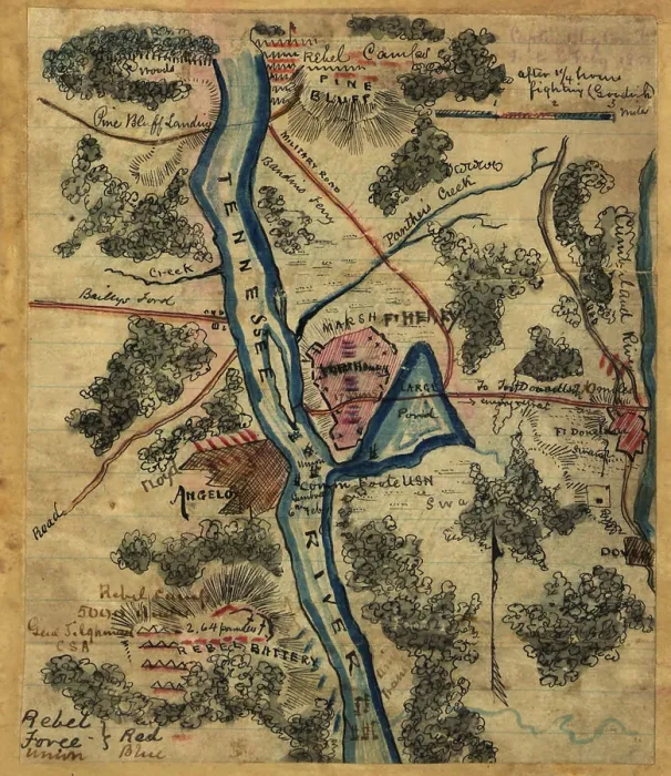 Framed Print : US Civil War, Battle of Fort Henry, Tennessee, Feb. 6, 1862. Pictorial map depicts Confederate Fort Henry on the Tennessee River, 1862 Framed Print : US Civil War, Battle of Fort Henry, Tennessee, Feb. 6, 1862. Pictorial map depicts Confederate Fort Henry on the Tennessee River, 1862