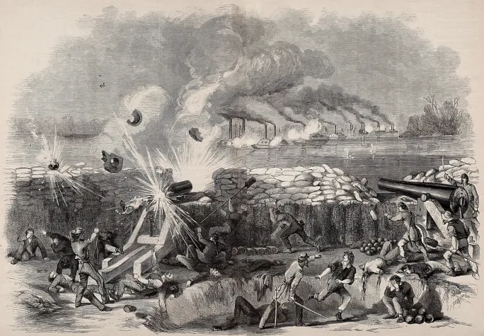 Framed Print : US Civil War, Battle of Fort Henry, Tennessee, Feb. 6, 1862. Confederate gunners killed inside Fort Henry during the Union gunboat bombardment Framed Print : US Civil War, Battle of Fort Henry, Tennessee, Feb. 6, 1862. Confederate gunners killed inside Fort Henry during the Union gunboat bombardment