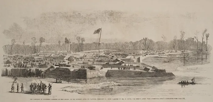 Framed Print : US Civil War, Battle of Fort Henry, Tennessee, Feb. 6, 1862. Fort Henry on the Tennessee River was captured in the morning by Union forces