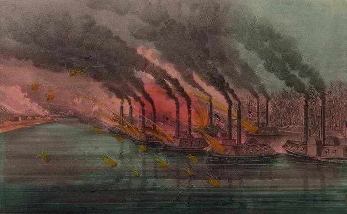 Framed Print : US Civil War, Battle of Fort Henry, Tennessee, Feb. 6, 1862. Union gunboats bombard Fort Henry on the Tennessee River Framed Print : US Civil War, Battle of Fort Henry, Tennessee, Feb. 6, 1862. Union gunboats bombard Fort Henry on the Tennessee River