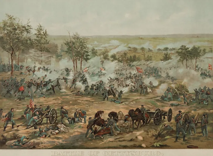 Framed Print : US Civil War. Battle of Gettysburg, July 3, 1863. This scene is roughly copied from Paul Philippoteaux's Gettysburg cyclorama Framed Print : US Civil War. Battle of Gettysburg, July 3, 1863. This scene is roughly copied from Paul Philippoteaux's Gettysburg cyclorama