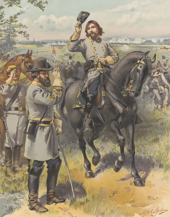 Framed Print : US Civil War. Battle of Gettysburg, Pickett's Charge, July 3, 1863. Confederate Gen. George Pickett receiving the order to charge the center of the Union Line, from Gen Framed Print : US Civil War. Battle of Gettysburg, Pickett's Charge, July 3, 1863. Confederate Gen. George Pickett receiving the order to charge the center of the Union Line, from Gen