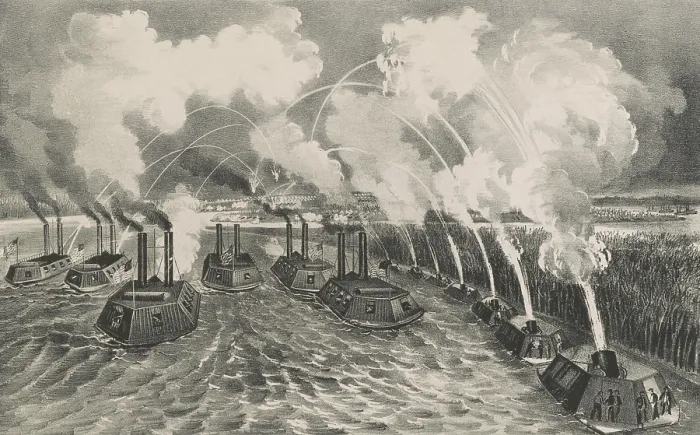 Framed Print : US Civil War, Battle of Island Number Ten, on the Mississippi River, Feb. 28-April 8, 1862