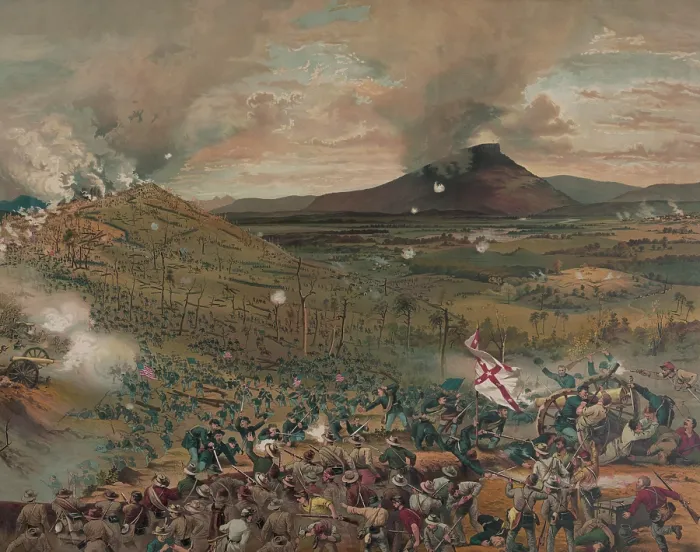 Framed Print : US Civil War. Battle of Missionary Ridge, Nov. 25, 1863. Union assault on Confederate lines during the 2nd day of the battle of Missionary Ridge (BSLOC_2018_9_59) Framed Print : US Civil War. Battle of Missionary Ridge, Nov. 25, 1863. Union assault on Confederate lines during the 2nd day of the battle of Missionary Ridge (BSLOC_2018_9_59)