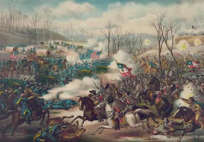 Framed Print : US Civil War, Battle of Pea Ridge, (aka Battle of Elkhorn Tavern), was fought in Arkansas, March 7- 8, 1862