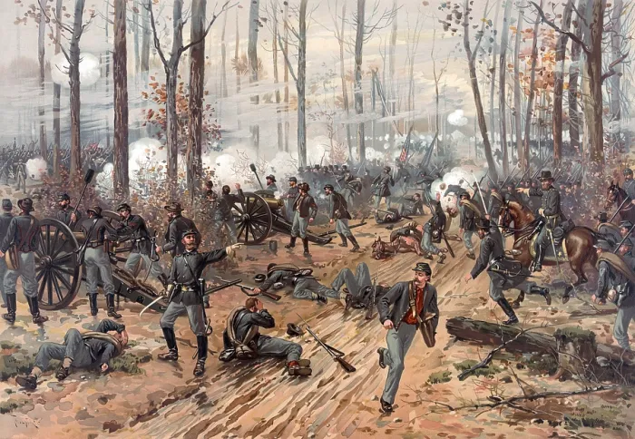 Framed Print : The Civil War. The battle of Shiloh. Chromolithograph by Thulstrup de Thure, 1888