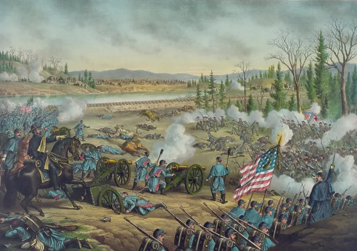 Framed Print : US Civil War, Battle of Stone River, or 2nd Battle of Murfreesboro, Tennessee, Dec. 31, 1862, to Jan. 2, 1863