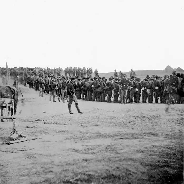 Framed Print : The Civil War, Confederate prisoners on the way to the rear, captured at Five Forks, Virginia, photograph, April, 1865