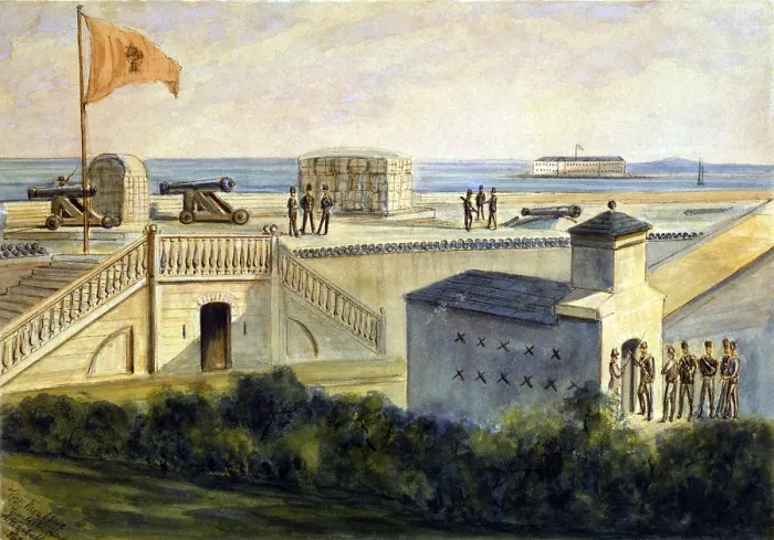 Framed Print : The Civil War, Fort Moultrie, Charleston Harbor, by A. Vizitelly, 1861 Framed Print : The Civil War, Fort Moultrie, Charleston Harbor, by A. Vizitelly, 1861