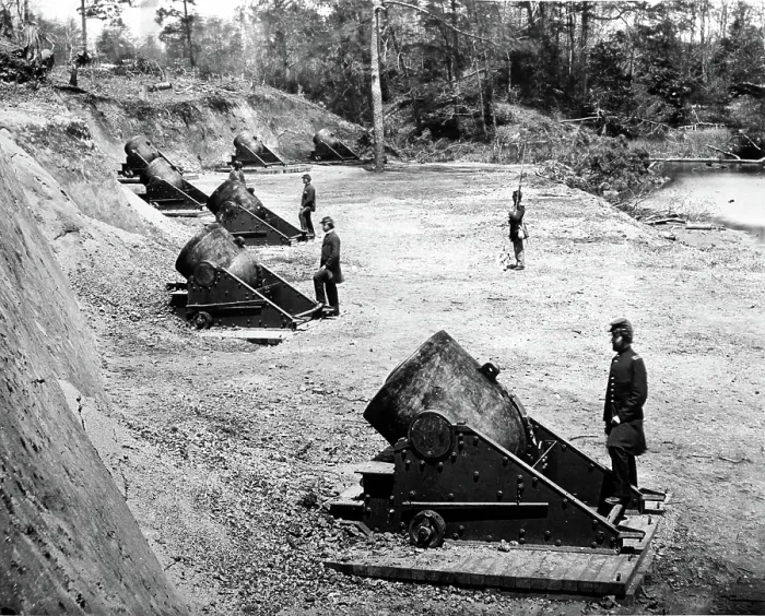 Framed Print : CIVIL WAR-Fortifications and batteries near Yorktown.. Courtesy: CSU Archives  /  Everett Collection