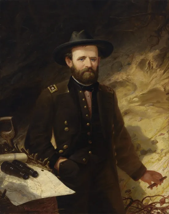 Framed Print : US Civil War. General Ulysses S. Grant portrait of 1865 by Norwegian painter, Ole Peter Hansen Balling