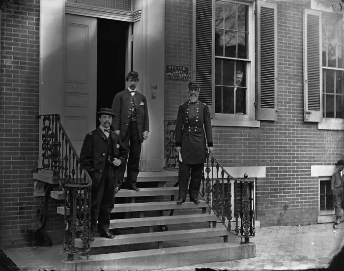 Framed Print : The Civil War, General William Hoffman, Commissary General of Prisoners, and staff, Washington DC, photograph, April, 1865