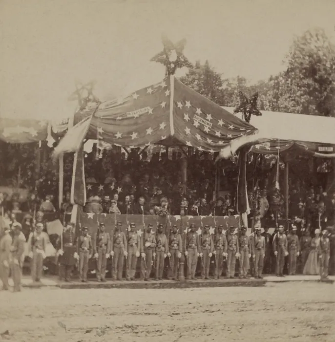 Framed Print : US Civil War. Grand Review of the Army, May 23-24, 1865. At left, in the reviewing stand is Julia Grant (blurred), and Gen