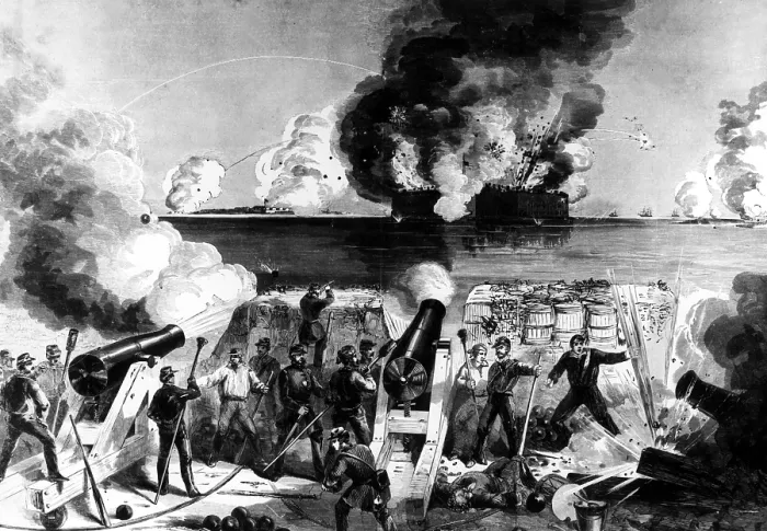 Framed Print : CIVIL WAR--Illustration of Fort Sumter in the harbor of Charleston, SC under Confederate attack on April 12 and 13, 1861.. Courtesy: CSU Archives  /  Everett Collection