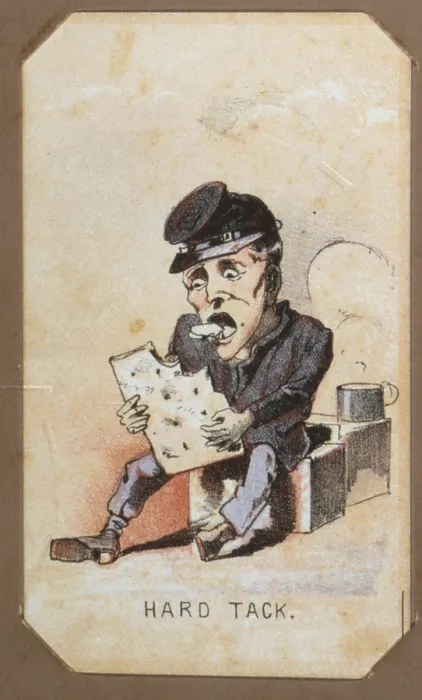 Framed Print : The Civil War, Life in Camp, Hard Tack, souvenir card showing the daily life of Union soldiers on the front, in the camp and on furlough, chromolithograph by Winslow Homer