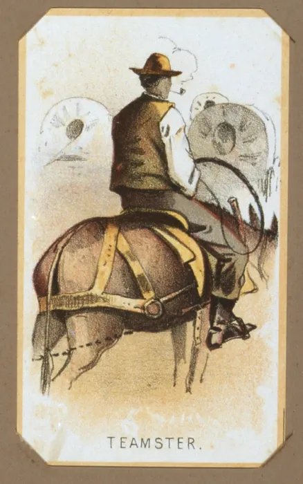 Framed Print : The Civil War, Life in Camp, Teamster, souvenir card showing the daily life of Union soldiers on the front, in the camp and on furlough, chromolithograph by Winslow Homer