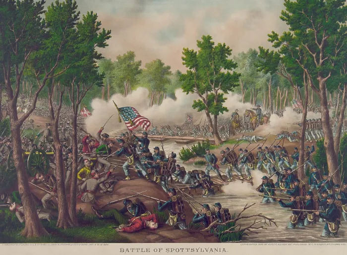 Framed Print : US Civil War. The Overland Campaign, Battle of Spotsylvania, May 8 to 18, 1864. Union soldiers attack the Confederates in Laurel Hill, May 10th Framed Print : US Civil War. The Overland Campaign, Battle of Spotsylvania, May 8 to 18, 1864. Union soldiers attack the Confederates in Laurel Hill, May 10th
