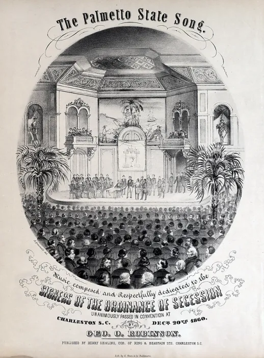Framed Print : The Civil War, The Palmetto State song. South Carolina State convention signing of the Ordinance of Secession, December 20, 1860