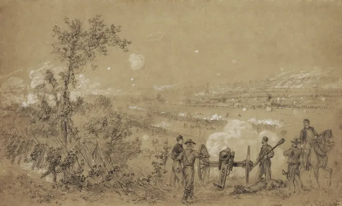 Framed Print : US Civil War, Peninsula Campaign, Seven Days Battles, June 25-July 1, 1862. Union army made effective use of naval and land artillery in the Battle of Malvern Hill, July 1st