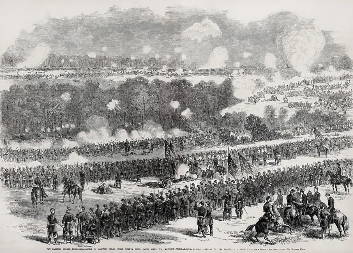 Framed Print : US Civil War, Peninsula Campaign, Seven Days Battles, June 25-July 1, 1862. The Battle of Malvern Hill, near Turkey Bend, James River, Virginia, July 1