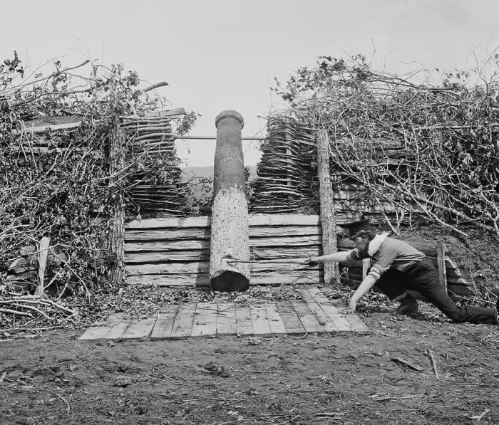 Framed Print : US Civil War. Quaker gun discovered by Union forces near Centreville, Virginia, in March 1862