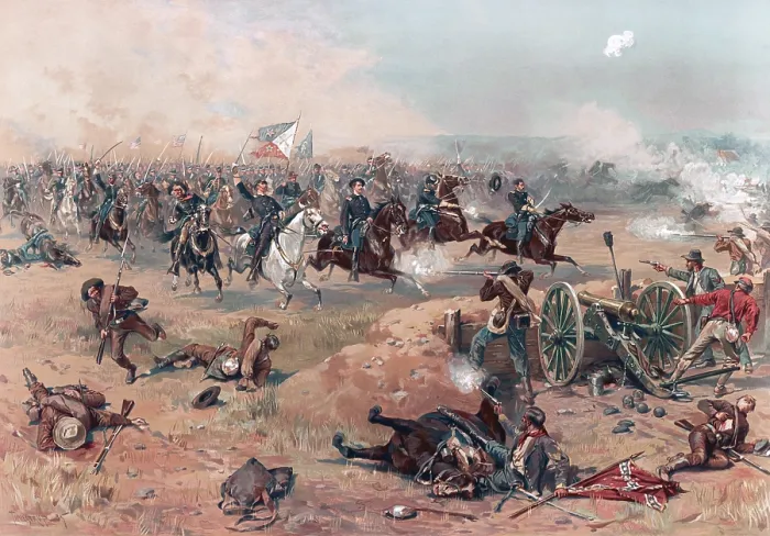 Framed Print : US Civil War. Shenandoah Valley Campaign of 1864. Union General Philip Sheridan's final charge at Battle of Opequon (aka 3rd Battle of Winchester), Sept. 19, 1864 Framed Print : US Civil War. Shenandoah Valley Campaign of 1864. Union General Philip Sheridan's final charge at Battle of Opequon (aka 3rd Battle of Winchester), Sept. 19, 1864