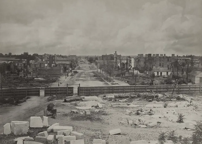 Framed Print : US Civil War. Sherman's Carolina Campaign, Feb. 1-April 26, 1865. View Columbia, South Carolina the Capitol, after it burned on the night of Feb. 17-18, 1865
