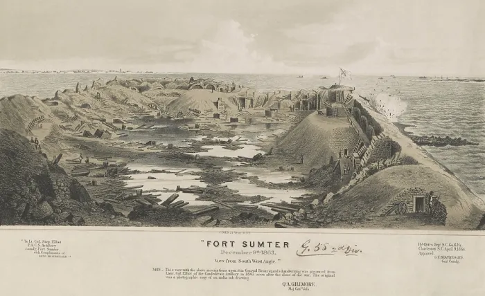 Framed Print : US Civil War. Siege of Charleston, 1863. View of Fort Sumter from the southwest on Dec. 9, 1863