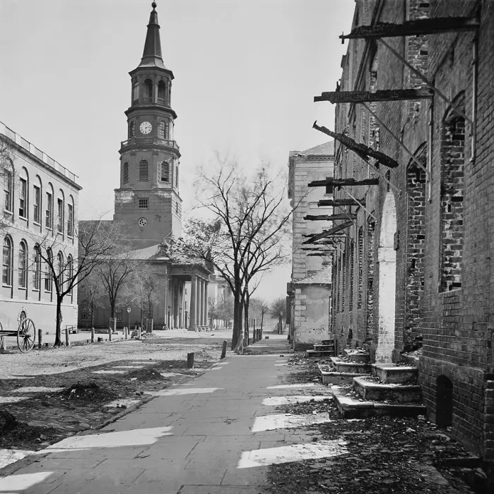 Framed Print : US Civil War. Siege of Charleston, 1863-65. St. Michaels Church was opened for worship in 1761 Framed Print : US Civil War. Siege of Charleston, 1863-65. St. Michaels Church was opened for worship in 1761