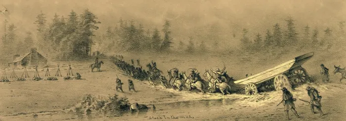 Framed Print : The Civil War. Stuck in the mud;a pontoon wagon with boat is stuck in the mud while infantry try to pull the team to dry ground. Drawing by Edwin Forbes, 1861-1865 Framed Print : The Civil War. Stuck in the mud;a pontoon wagon with boat is stuck in the mud while infantry try to pull the team to dry ground. Drawing by Edwin Forbes, 1861-1865