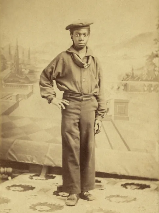 Framed Print : US Civil War. Studio portrait of an African American sailor, in the Union Navy, c. 1863-65 Framed Print : US Civil War. Studio portrait of an African American sailor, in the Union Navy, c. 1863-65