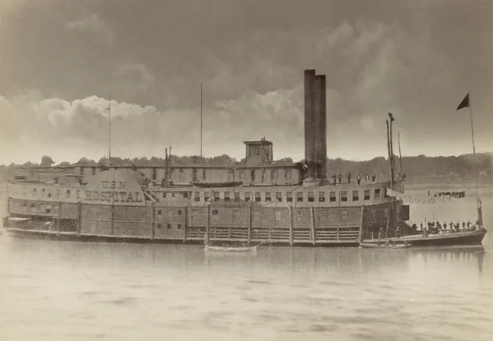 Framed Print : US Civil War. USS Red Rover, was a US Navy hospital ship, serving the Mississippi Squadron