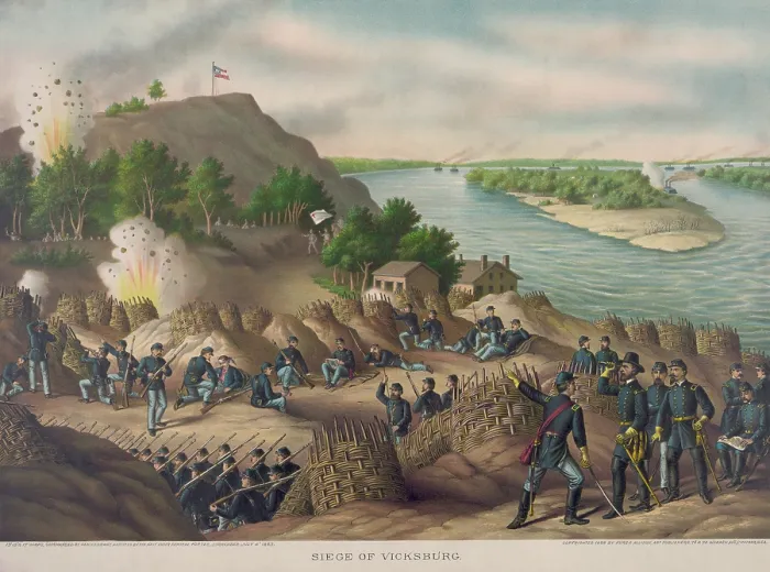 Framed Print : US Civil War, Vicksburg Campaign, Jan. 8-July 4, 1863. Unsuccessful assault of the Union 13th, 15th, & 17th Corps on Stockade Redan on the north Vicksburg defenses, May 19, 1865