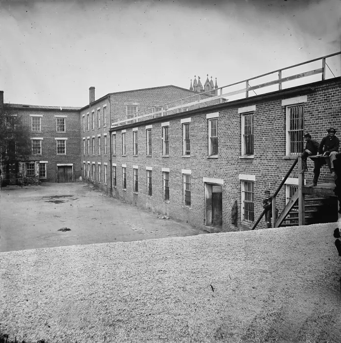 Framed Print : The Civil War, warehouse used as a prison, Petersburg, Virginia, photograph, April, 1865 Framed Print : The Civil War, warehouse used as a prison, Petersburg, Virginia, photograph, April, 1865