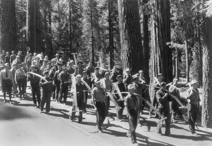 Framed Print : Civilian Conservation Corps (CCC) work force in Yosemite National Park, 1935. (BSLOC_2013_7_70) Framed Print : Civilian Conservation Corps (CCC) work force in Yosemite National Park, 1935. (BSLOC_2013_7_70)