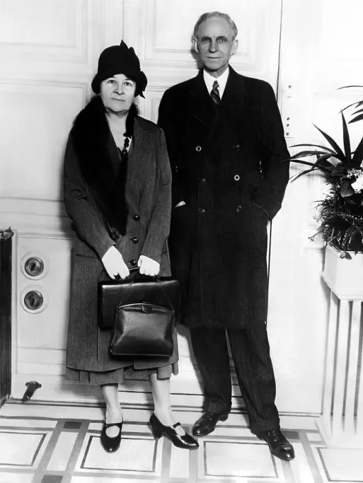 Framed Print : Clara Bryant Ford and Henry Ford arriving in New York City on the S.S. Majestic after a visit to England. 1928. Courtesy: CSU Archives / Everett Collection