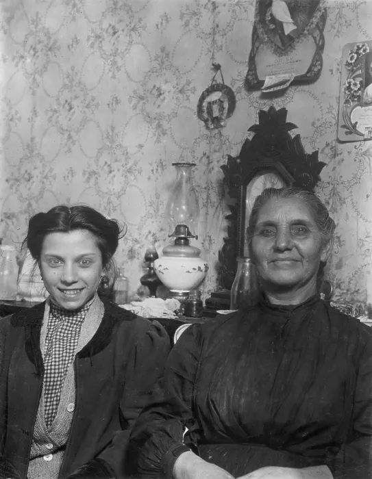 Framed Print : Clara Ladnica and mother, 241 West Genesee Street. Go fruit picking country in summer, Buffalo, New York, photograph by Lewis Wickes Hine, February, 1910 Framed Print : Clara Ladnica and mother, 241 West Genesee Street. Go fruit picking country in summer, Buffalo, New York, photograph by Lewis Wickes Hine, February, 1910